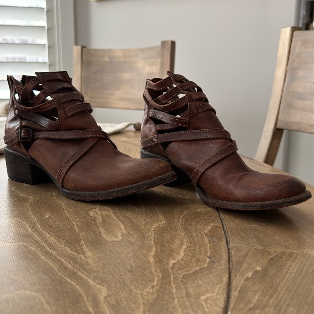 Freebird leather booties, size 8 brown color